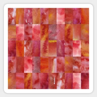 Abstract Minimal Red Watercolour Mosaic Collage. Sticker